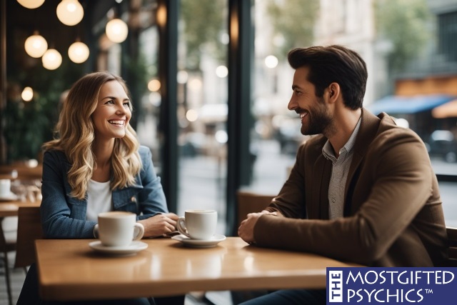 man and a woman having an enjoyable conversation on a first date