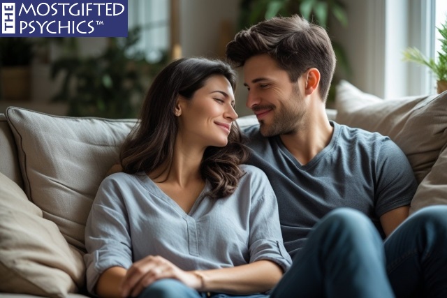 a woman holding her boyfriend's hand and sharing that she feels safe around him