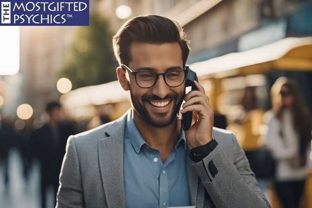 a guy calling his girlfriend while he is away