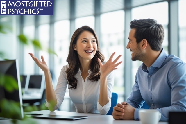 a woman being excited as she shares a story with her male friend she feels attracted to