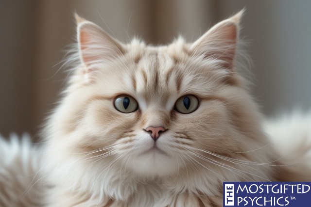 a fluffy cat blinking slowly to show affection